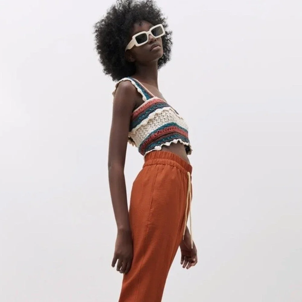 Zara Crochet Knit Crop Top L